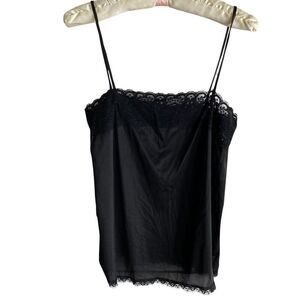 Vintage Bari Camisole Top Women's Size Medium Black Lace Trim